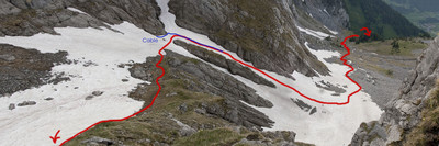 Passage du creux du Pralet, vu d'en haut (mai 2009) Passage du creux du Pralet, vu d'en haut (mai 2009)