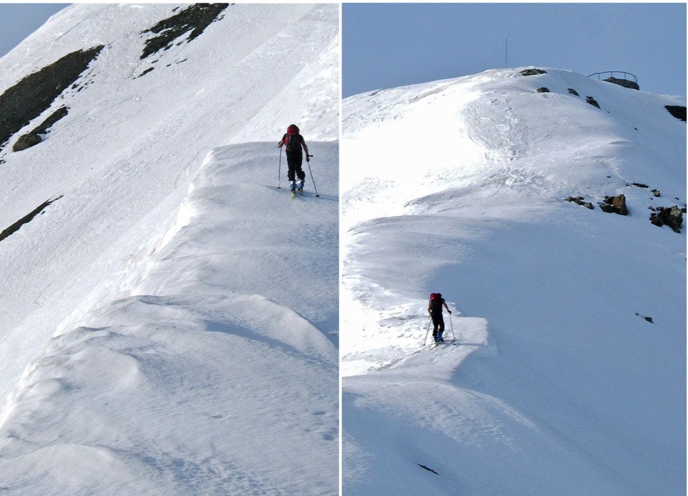 Pascal qui gravit la crête N du Col de la Bonette.