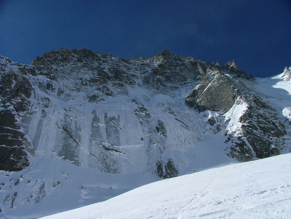 2 alpinistes s'engagent dans la face nord des droites