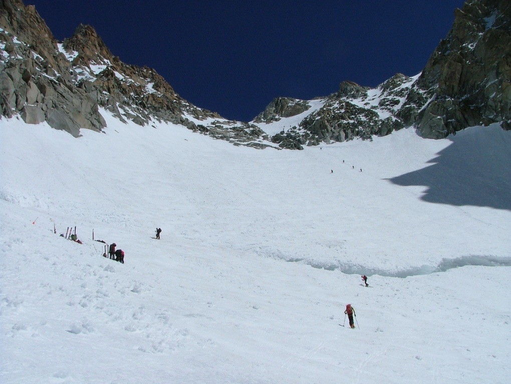 Glacier du Milieu : passage de la rimaye
