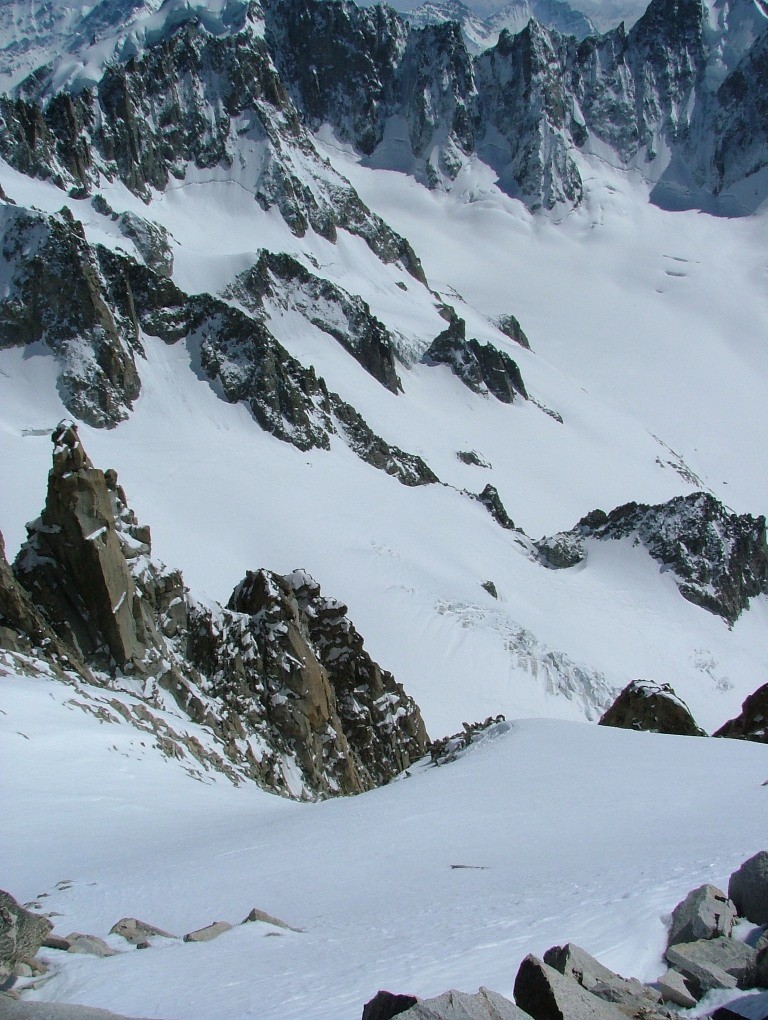 aiguille d'Argentière : départ du couloir en Y
