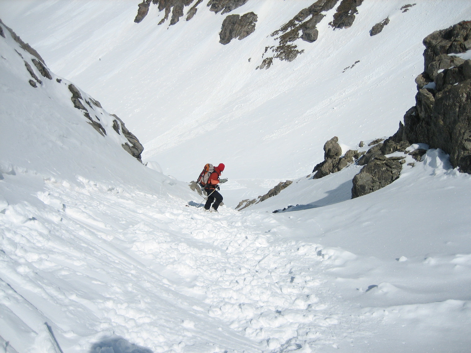 Pointe des Cerces NW : couloir (central) de descente