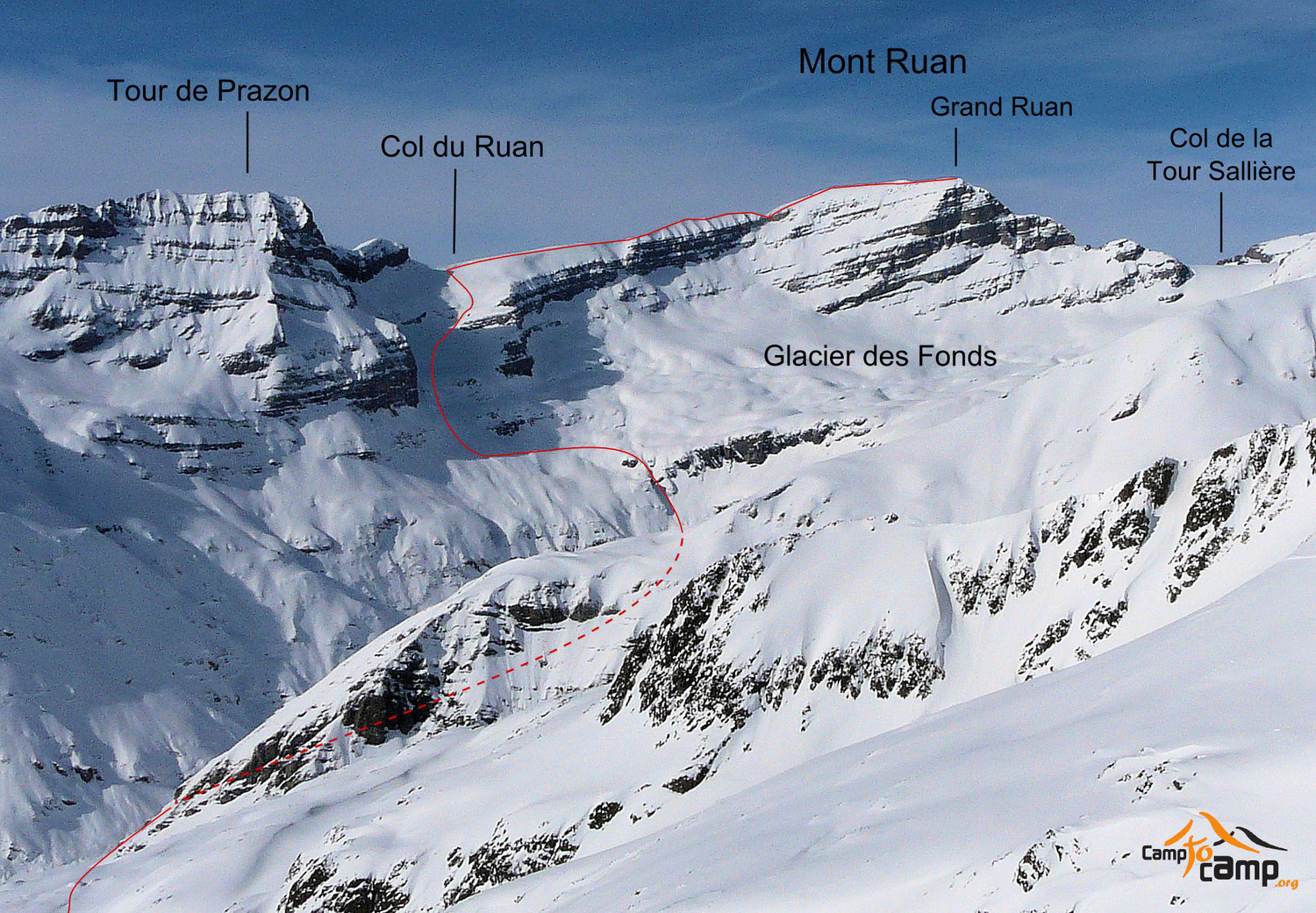 Mont Ruan, col du Ruan, arête SW