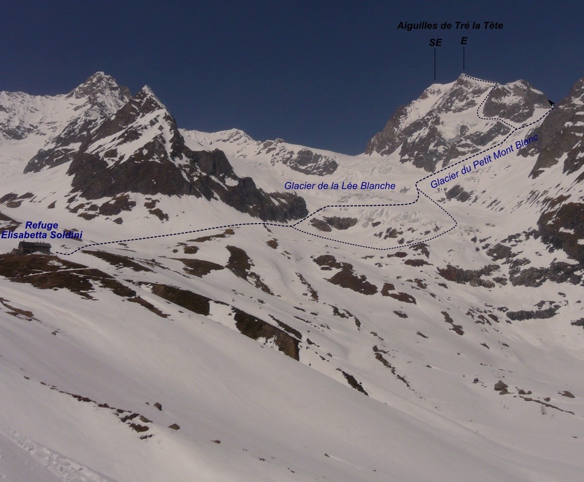 Tré la Tête par le glacier du Petit Mont Blanc