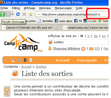 rechercher une sortie raquettes url non modifiée