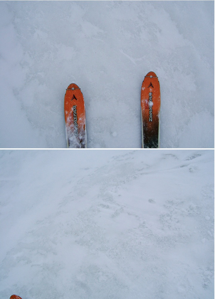 De plus près cette neige glacée qui accroche juste à la descente.