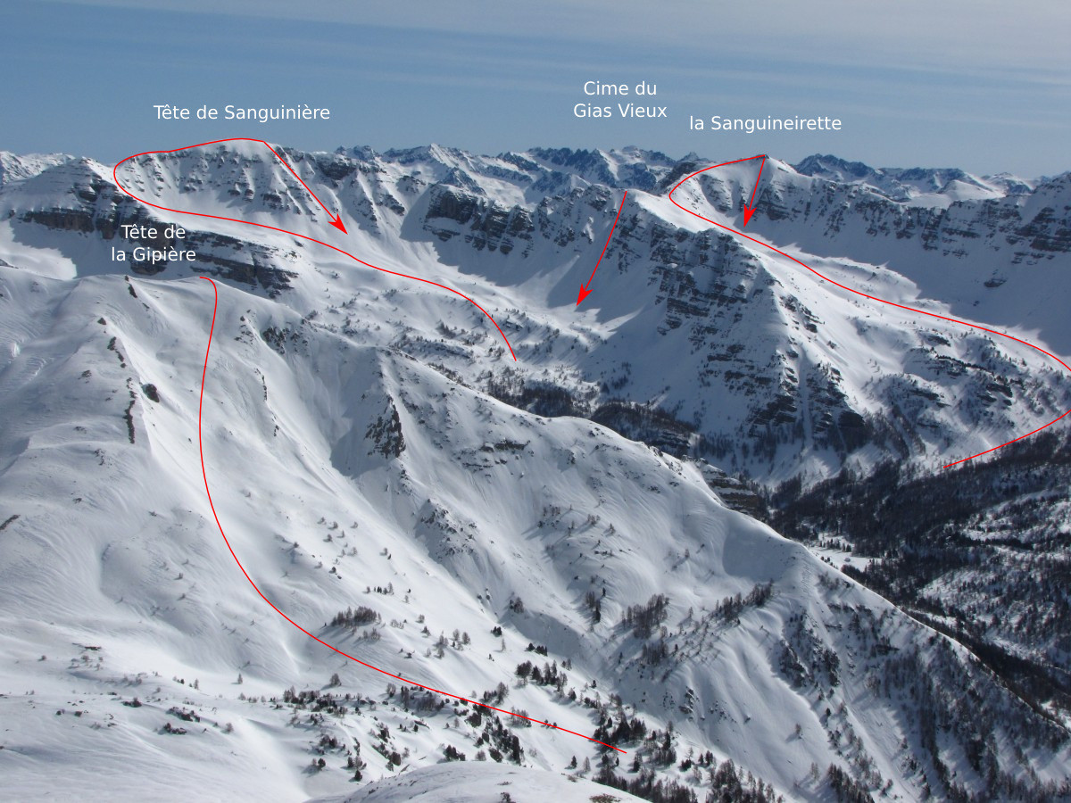 Tête de la Gipière, Tête de Sanguinière, Sanguineirette