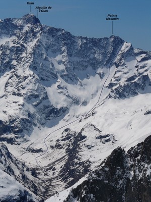 Itinéraire du couloir NE de la Pointe Maximin