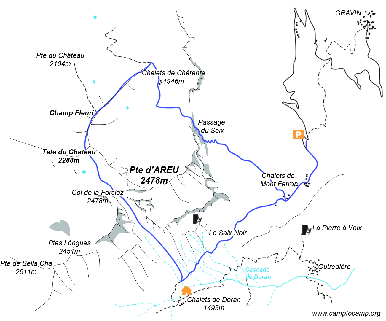 Itineraire Tour Pointe d'Areu