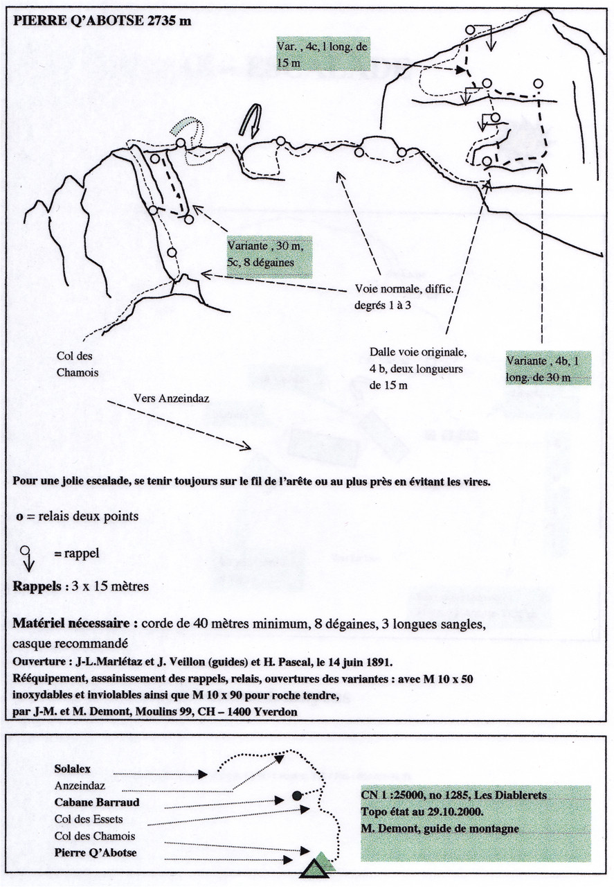 Topo de la Pierre Q'Abotse par l'équipeur