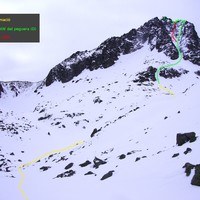 Traçat d'aproximació i variant de la canal NW del peguera