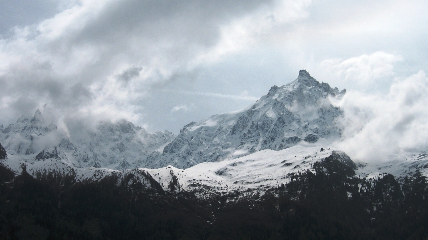 Beau plâtrage sur les Aiguilles de Chamonix au retour