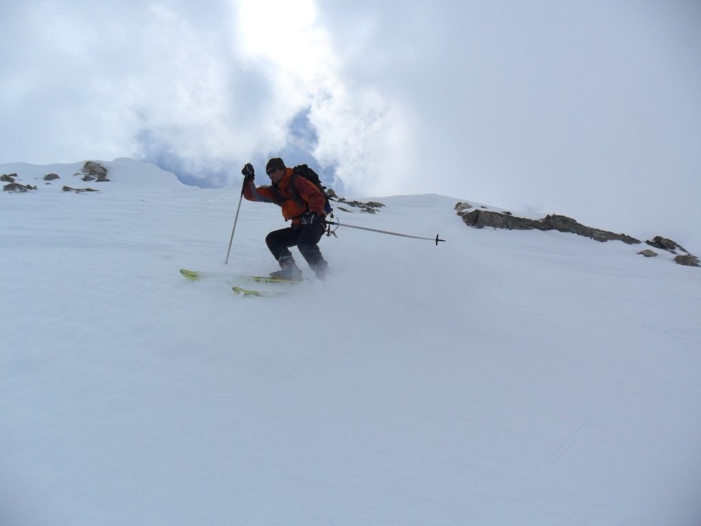 Alberto in partenza dalla vetta