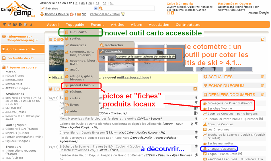 nouveau menu déroulant topoguide