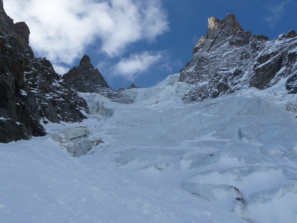 Arrivée dans les premières longueurs en glace