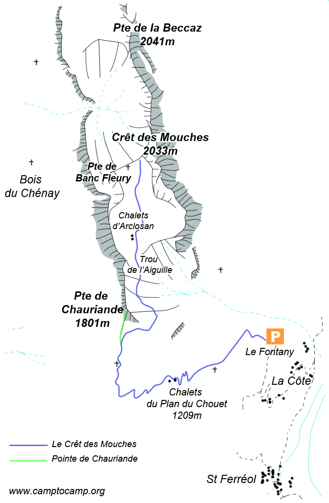Itineraire Crêt des Mouches - Var Pte de Chauriande