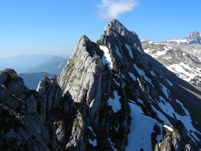 Arrivée à la double brèche et vue sur les arêtes du Gerbier Arrivée à la double brèche et vue sur les arêtes du Gerbier