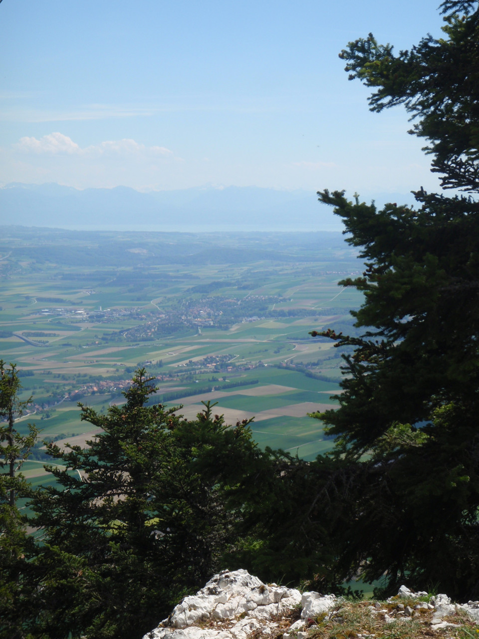 Du Petit coin de paradis: la vue sur la plaine et les Préalpes, les Alpes étant perdues dans la brume