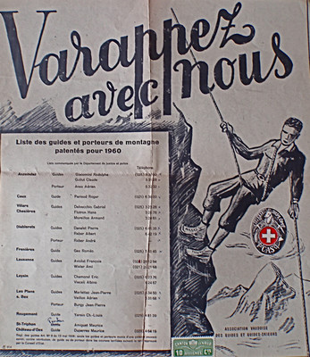 Liste des guides autorisés à pratiquer: le nom de l'artiste qui a dessiné l'affiche s'est perdu dans les temps révolus