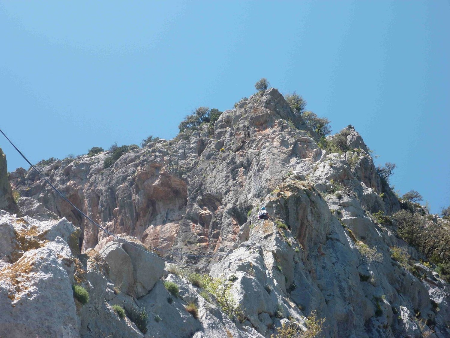 sur l'arête en haut