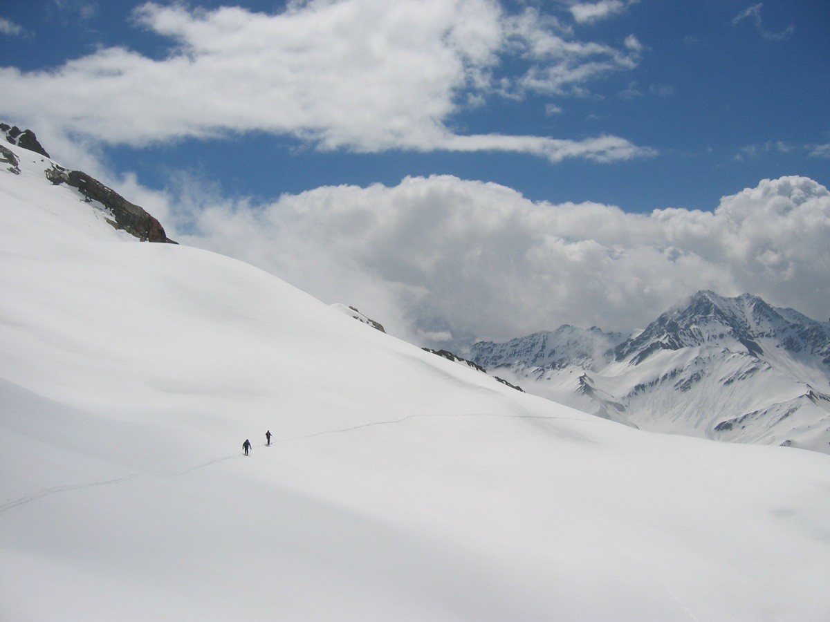 Descente du Dolent, un peu au dessus du bivouac