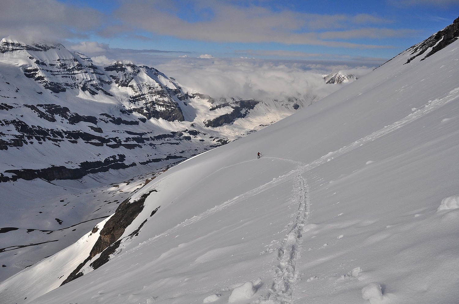 Dans la traversée au-dessus des barres dans la face SSW