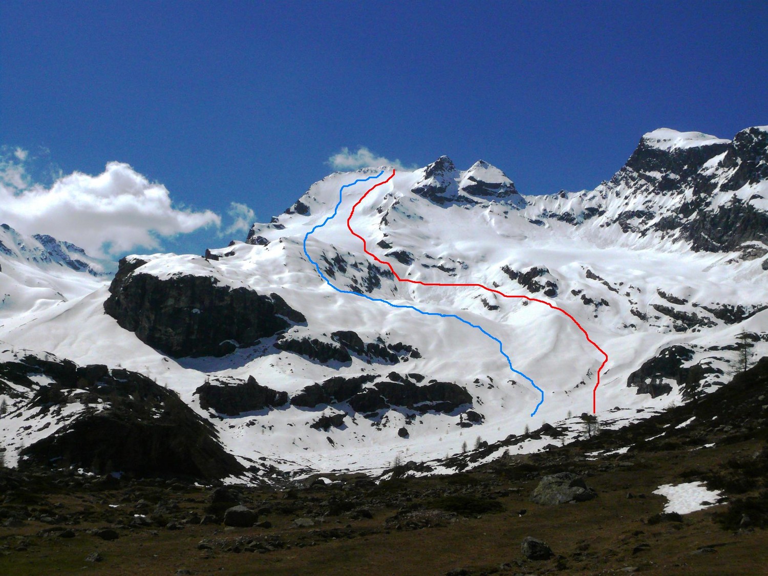 Ns tracce,rosso variante di salita e blu discesa