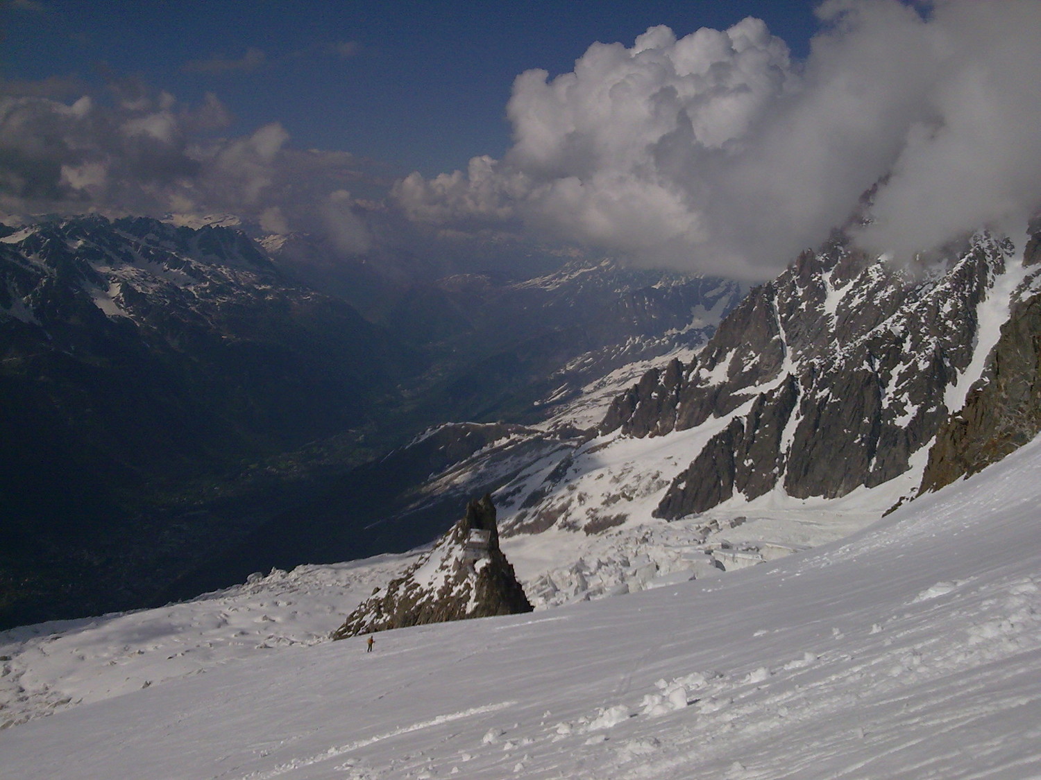 Descente sur le ref des gd Mulets et zone glacière de la Jonction