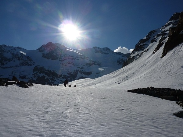 Salendo al Fletschhorn.dal Gruebugletscher.