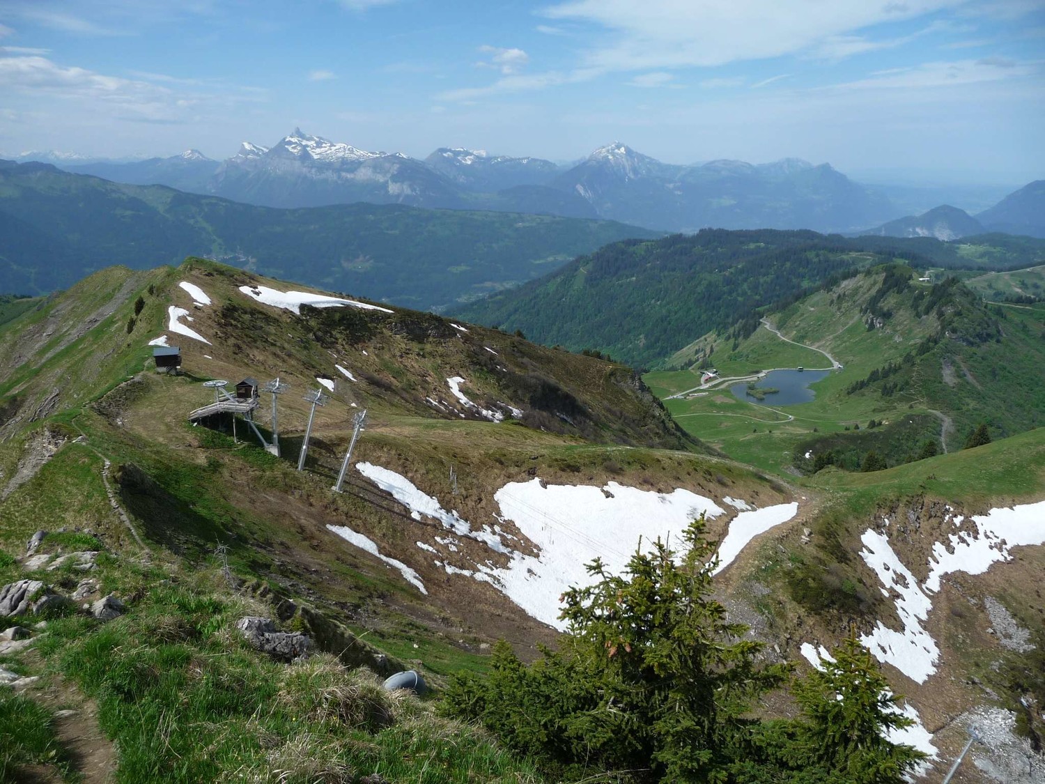 col et lac de Joux Plane depuis la crête finale