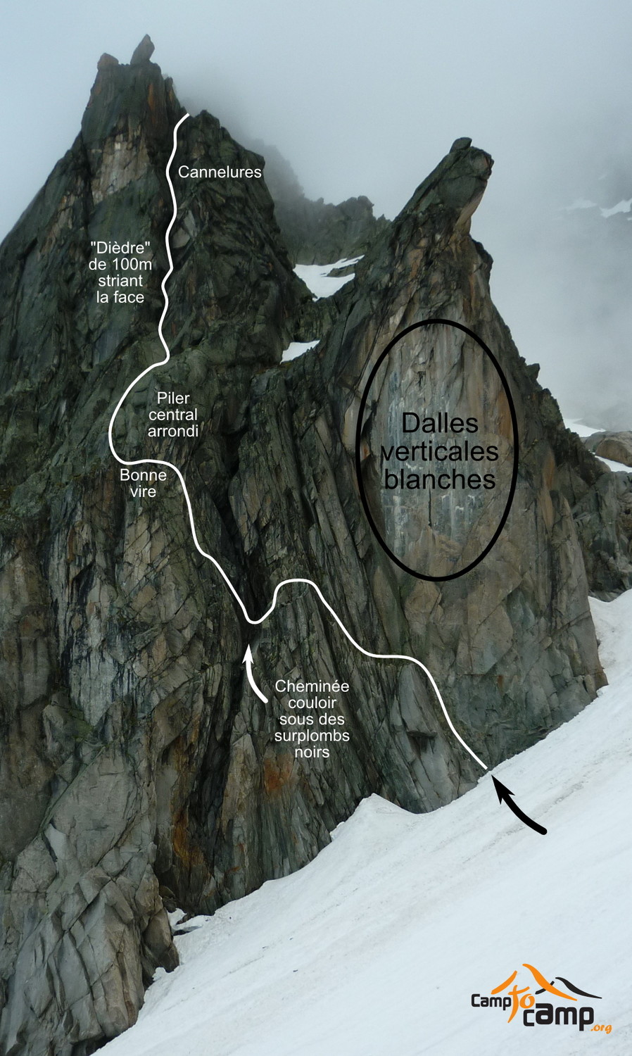 Topo : Aiguille des Pélerins, arête Grütter (premier ressaut)