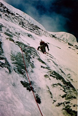 En pleine face lors de la première ascension en hiver: 2, 3, 4, 5 mars 1968, par Marcel Demont et Werner Kleiner