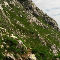 du Col Vert, aller au-delà de la croix jaune et verte pour rejoindre le 'balcon E"