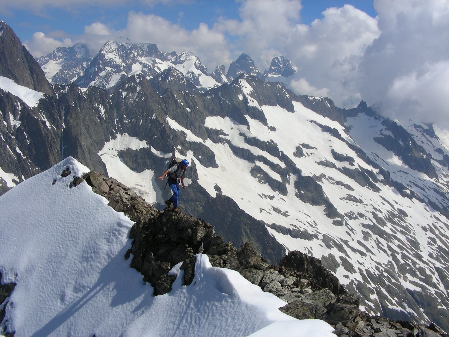 Reaching the summit ridge of the Jocelme