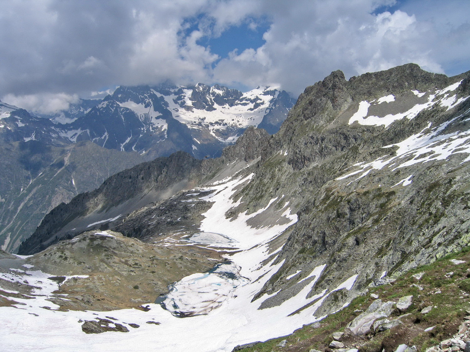 les lacs Sebeyras, du col de Petarel