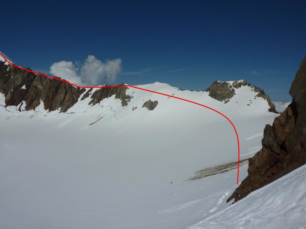 Passage sur le glacier de la Lée Blanche.