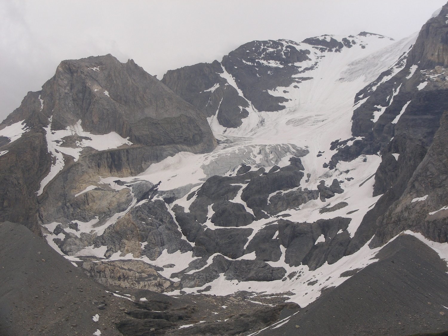 Enneigement sur le bas des Grands Couloirs (Grande Casse)