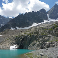 Arête des Papillons - Vue générale de l'attaque au couloir de descente