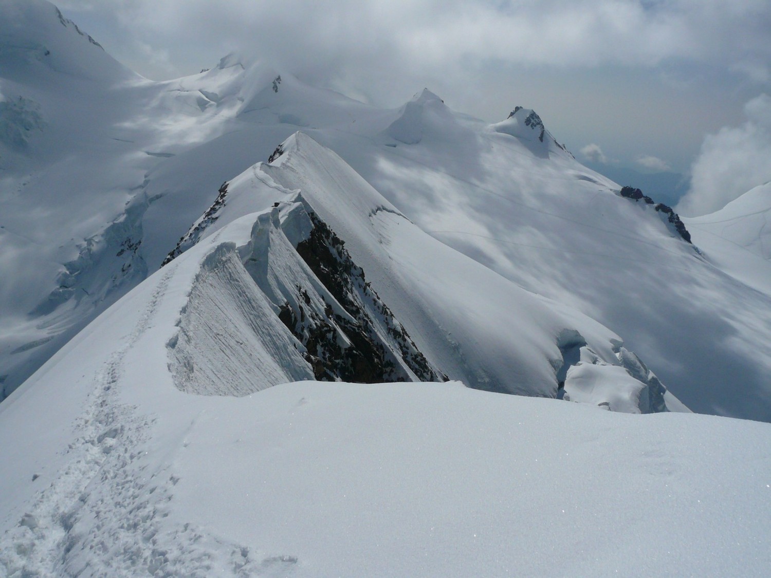 Liskamm: descente et remonter à Ludwig. et Corno Nero