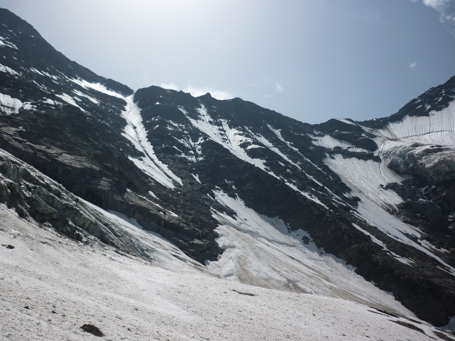 Vue sur le Col de Miage depuis le Glacier de Miage