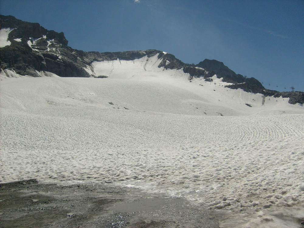 Très rare de voir le glacier de la Chiaupe aussi blanc à la mi-juillet