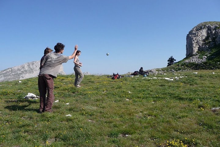 Partie de pétanque au sommet le 14 au matin