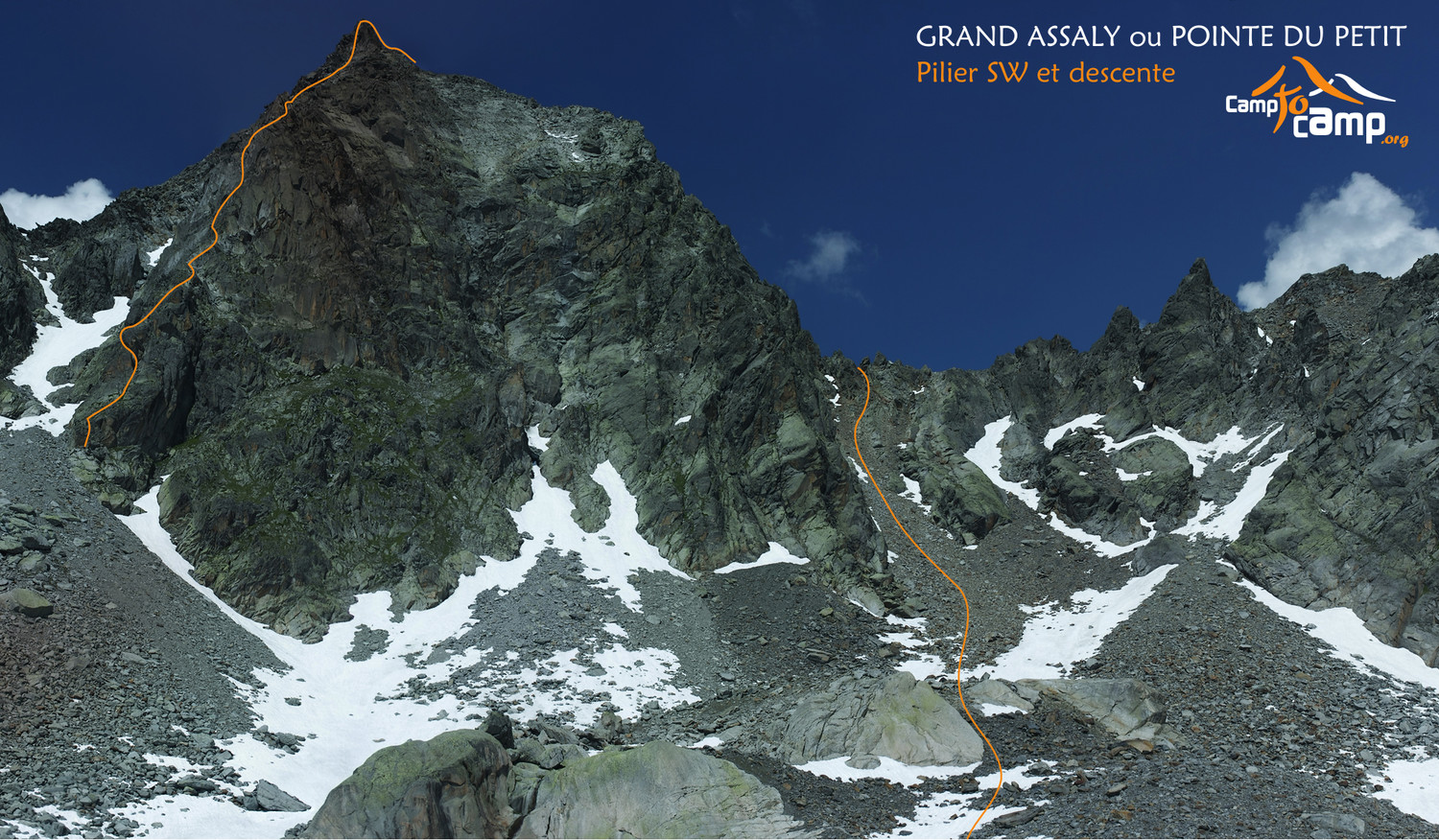 Grand Assaly ou Pointe du Petit, itinéraire du pilier SW