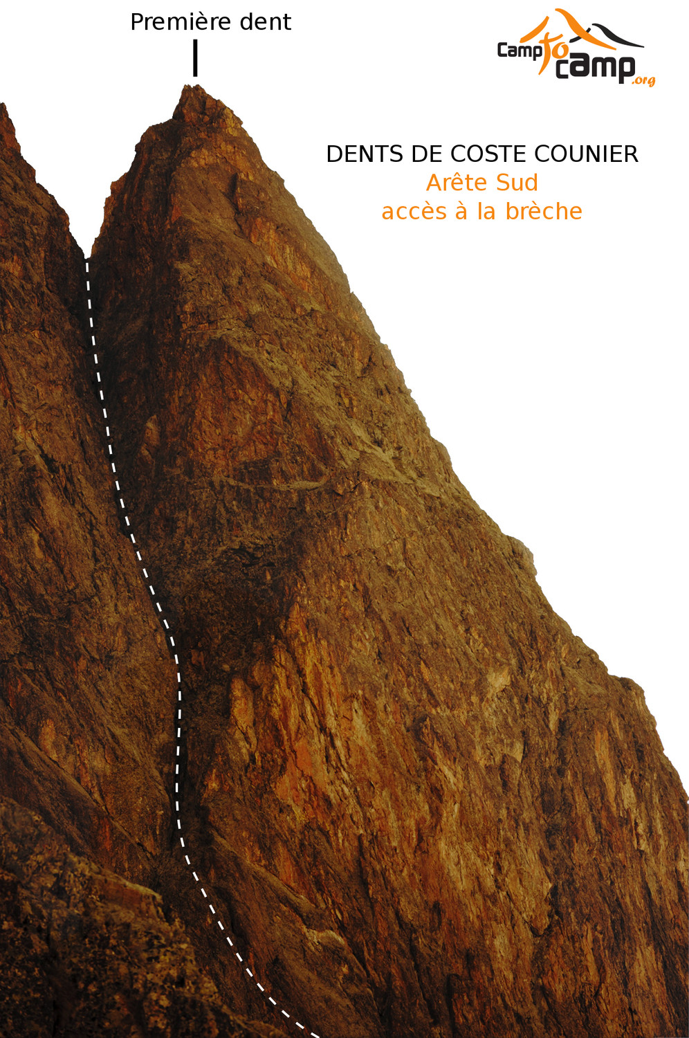 Dents de Coste Counier, arête S - cheminée d'accès à l'arête