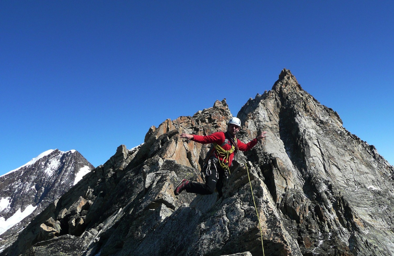 Arête S du Portjengrat peu après la partie neigeuse