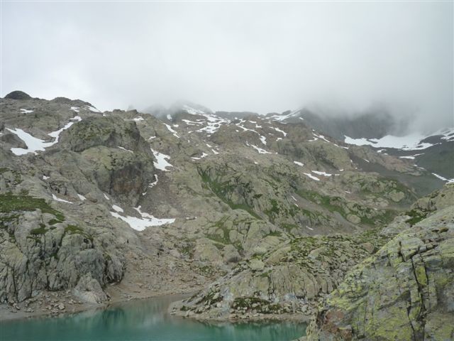 lac Blanc, et le sommet pris dans les nuages