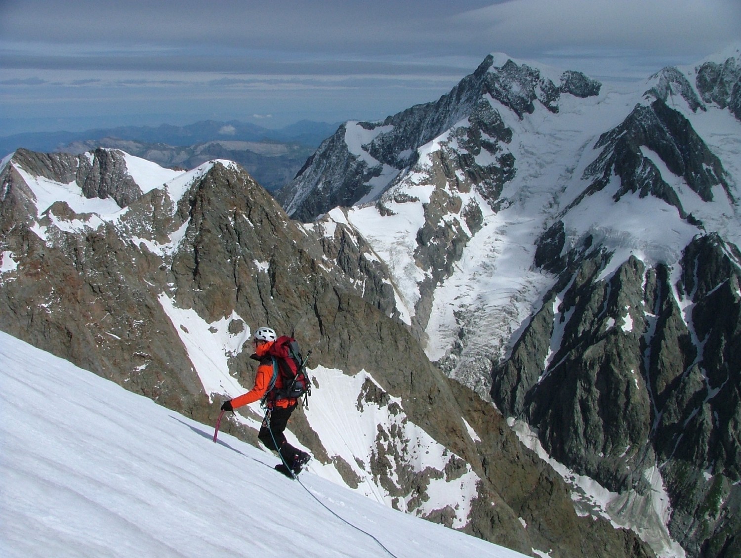 Tré la Tête, depuis l'aiguille E, Miages, Tête Carrée, col de Miage, aiguille et glacier italien de Bionnassay, aiguilles Grises