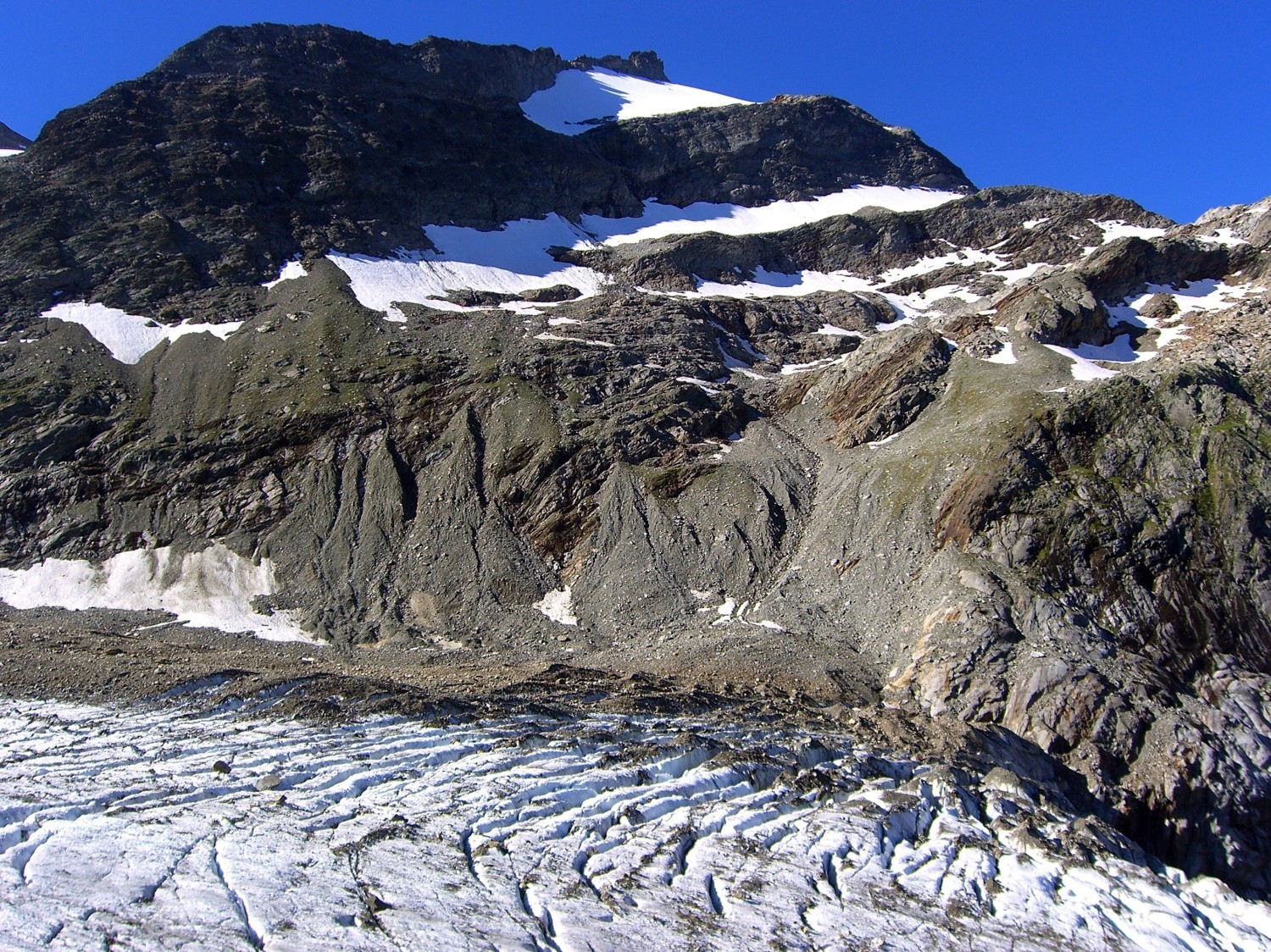 Tondu-le glacier, la combe, le col des chasseurs et le profil de l'iti.