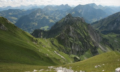 Col Golmly (à G) au pied du Chällihorn (à D)