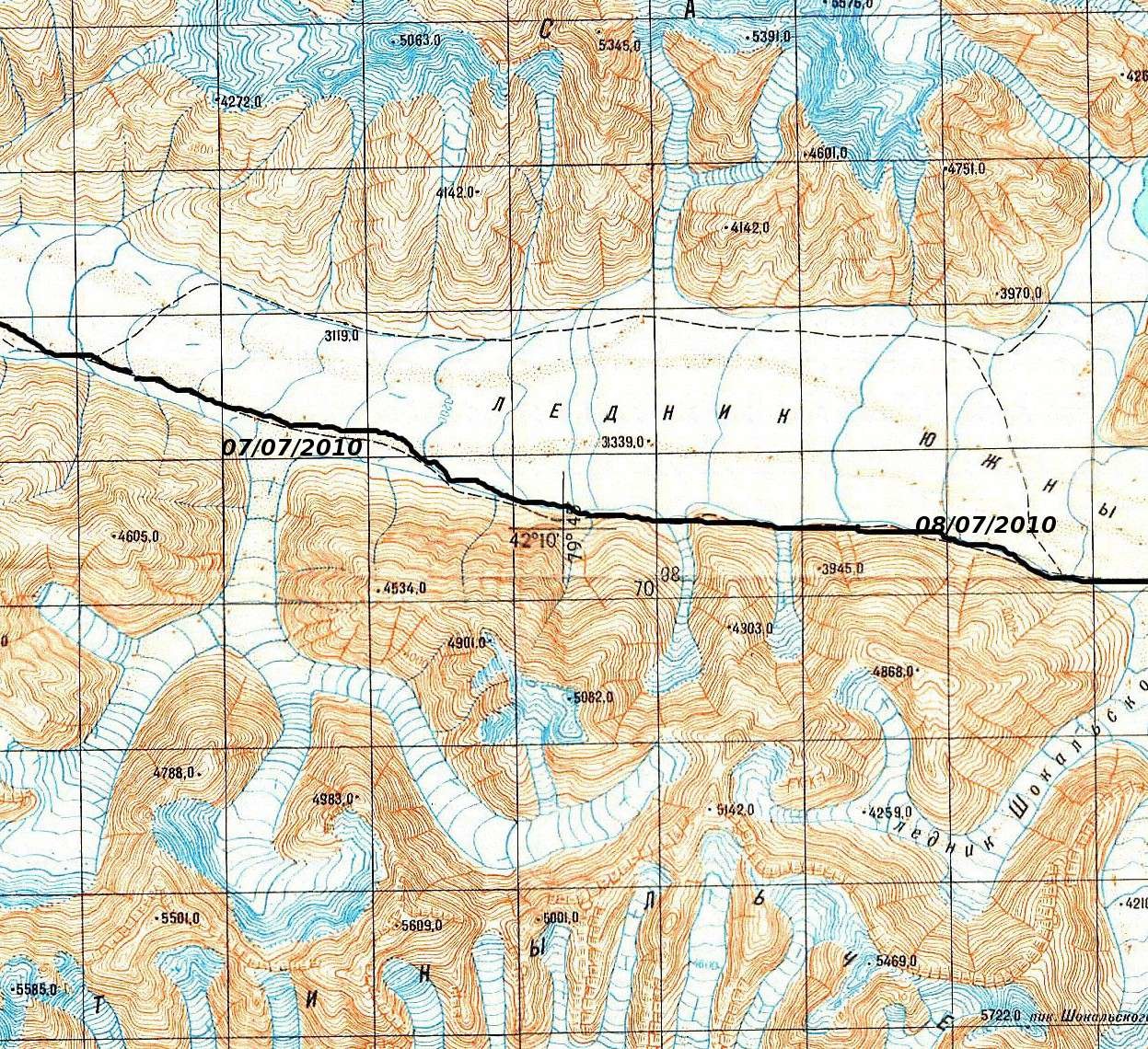 progression sur l'Engilchek 2